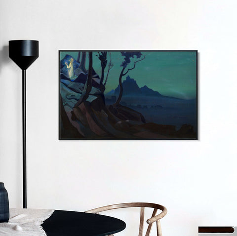 INVIN ART Framed Canvas Giclee Print Chalice of Christ 1925 by Nicholas Roerich Wall Art Living Room Home Office Decorations