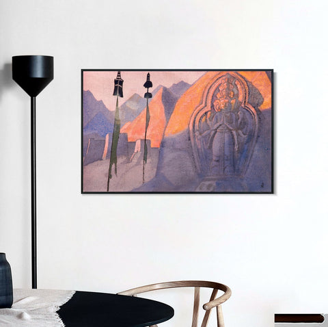 INVIN ART Framed Canvas Giclee Print Chenrezig 1932 by Nicholas Roerich Wall Art Living Room Home Office Decorations