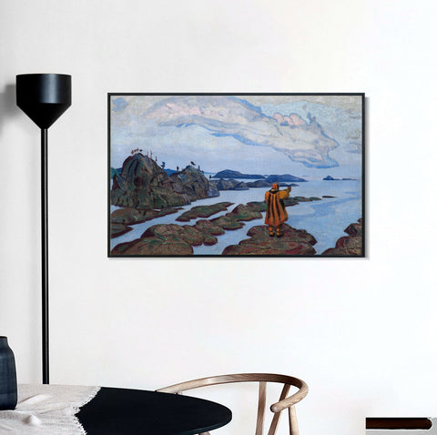 INVIN ART Framed Canvas Giclee Print Command 1917 by Nicholas Roerich Wall Art Living Room Home Office Decorations