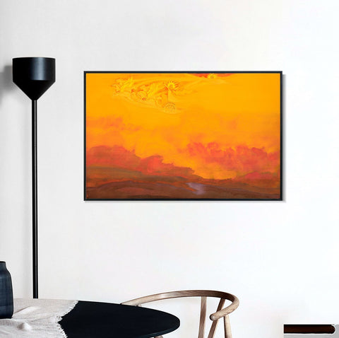 INVIN ART Framed Canvas Giclee Print Elijah the Prophet 1931 by Nicholas Roerich Wall Art Living Room Home Office Decorations