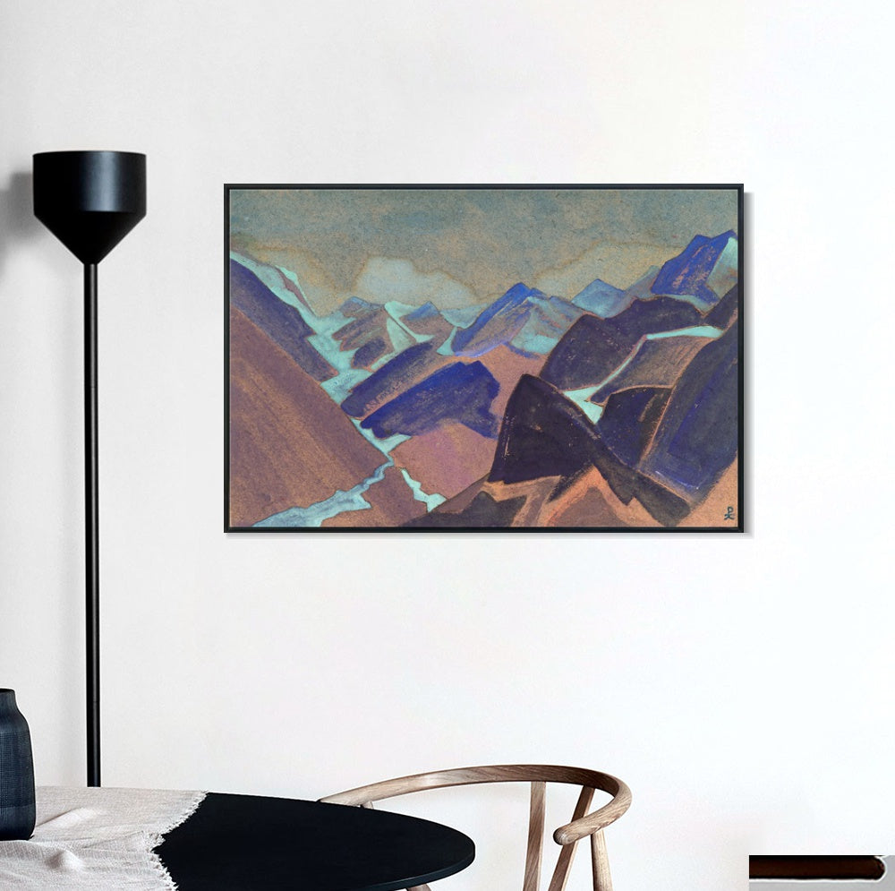 INVIN ART Framed Canvas Giclee Print Glaciers of Lahaul, 1936 by Nicholas Roerich Wall Art Living Room Home Office Decorations