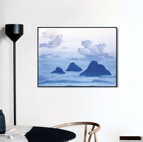 INVIN ART Framed Canvas Giclee Print Higher than Mountains, 1924-1 by Nicholas Roerich Wall Art Living Room Home Office Decorations