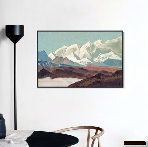 INVIN ART Framed Canvas Giclee Print Himalayas Chain of Kanchenjunga, 1936 by Nicholas Roerich Wall Art Living Room Home Office Decorations