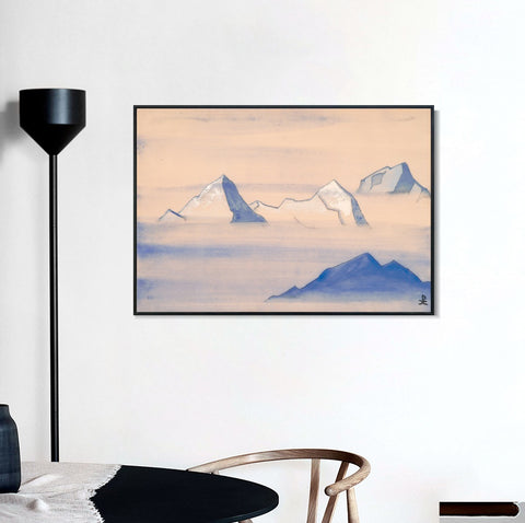 INVIN ART Framed Canvas Giclee Print Himalayas Study Holy Himalayas, 1933 by Nicholas Roerich Wall Art Living Room Home Office Decorations