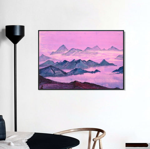 INVIN ART Framed Canvas Giclee Print Himalayas Study Holy Himalayas,1934 by Nicholas Roerich Wall Art Living Room Home Office Decorations