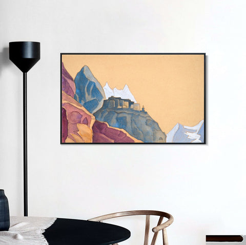 INVIN ART Framed Canvas Giclee Print kardang-1933 by Nicholas Roerich Wall Art Living Room Home Office Decorations