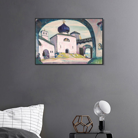 INVIN ART Framed Canvas Giclee Print Old Pskov, 1922 by Nicholas Roerich Wall Art Living Room Home Office Decorations