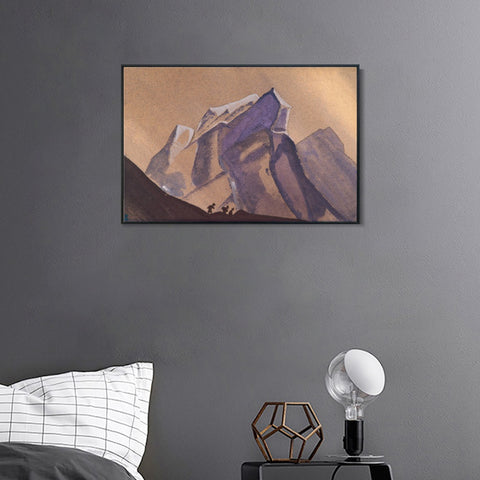 INVIN ART Framed Canvas Giclee Print Pass Tempest Secret Path, 1936 by Nicholas Roerich Wall Art Living Room Home Office Decorations