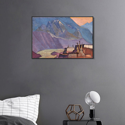 INVIN ART Framed Canvas Giclee Print River Chandra, 1932 by Nicholas Roerich Wall Art Living Room Home Office Decorations