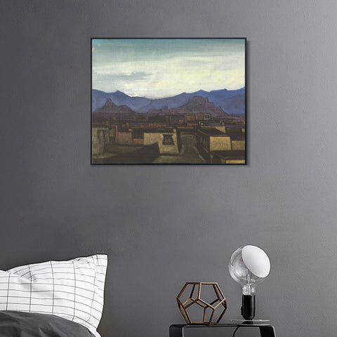 INVIN ART Framed Canvas Giclee Print ROERICH, NICHOLAS Dzong at Evening by Nicholas Roerich Wall Art Living Room Home Office Decorations