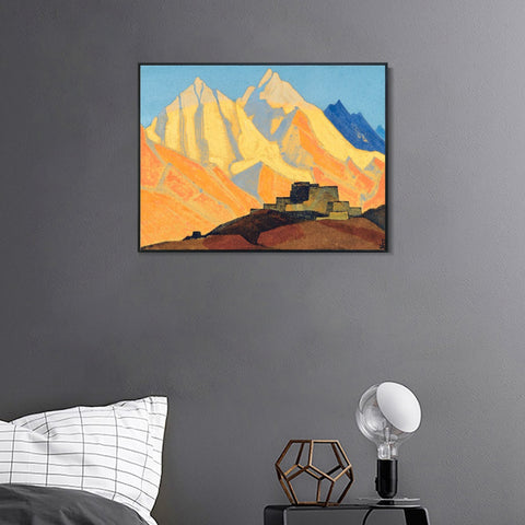 INVIN ART Framed Canvas Giclee Print Sared Himalayas, 1933-1 by Nicholas Roerich Wall Art Living Room Home Office Decorations