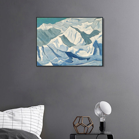 INVIN ART Framed Canvas Giclee Print Snowy Lift, 1924 by Nicholas Roerich Wall Art Living Room Home Office Decorations