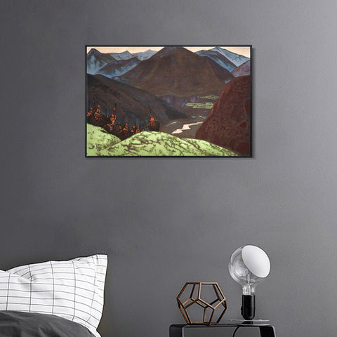 INVIN ART Framed Canvas Giclee Print Squad of Geser Khan, 1931 by Nicholas Roerich Wall Art Living Room Home Office Decorations
