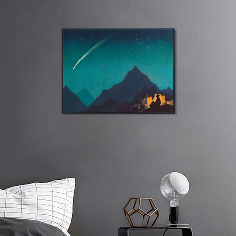 INVIN ART Framed Canvas Giclee Print Star of the Hero, 1936(1) by Nicholas Roerich Wall Art Living Room Home Office Decorations