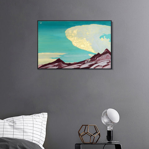 INVIN ART Framed Canvas Giclee Print Tablets of Law, 1931 by Nicholas Roerich Wall Art Living Room Home Office Decorations