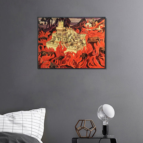 INVIN ART Framed Canvas Giclee Print The Enchanted City, 1920 by Nicholas Roerich Wall Art Living Room Home Office Decorations
