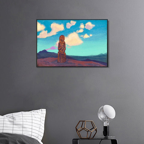 INVIN ART Framed Canvas Giclee Print the Holder of the Cup Mongolia, 1937 by Nicholas Roerich Wall Art Living Room Home Office Decorations