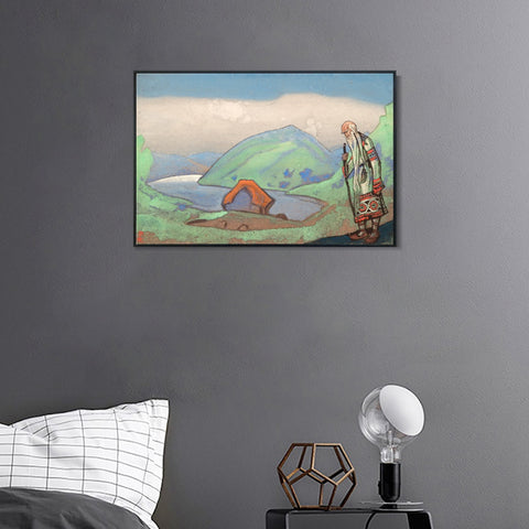 INVIN ART Framed Canvas Giclee Print the Oldest the Wisest, 1944 by Nicholas Roerich Wall Art Living Room Home Office Decorations