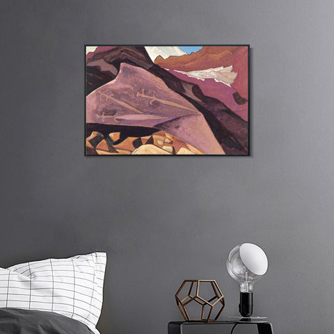 INVIN ART Framed Canvas Giclee Print three Swords Paintings on the Stone, 1932 by Nicholas Roerich Wall Art Living Room Home Office Decorations