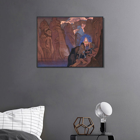 INVIN ART Framed Canvas Giclee Print World Treasure Cintamani, 1924 by Nicholas Roerich Wall Art Living Room Home Office Decorations