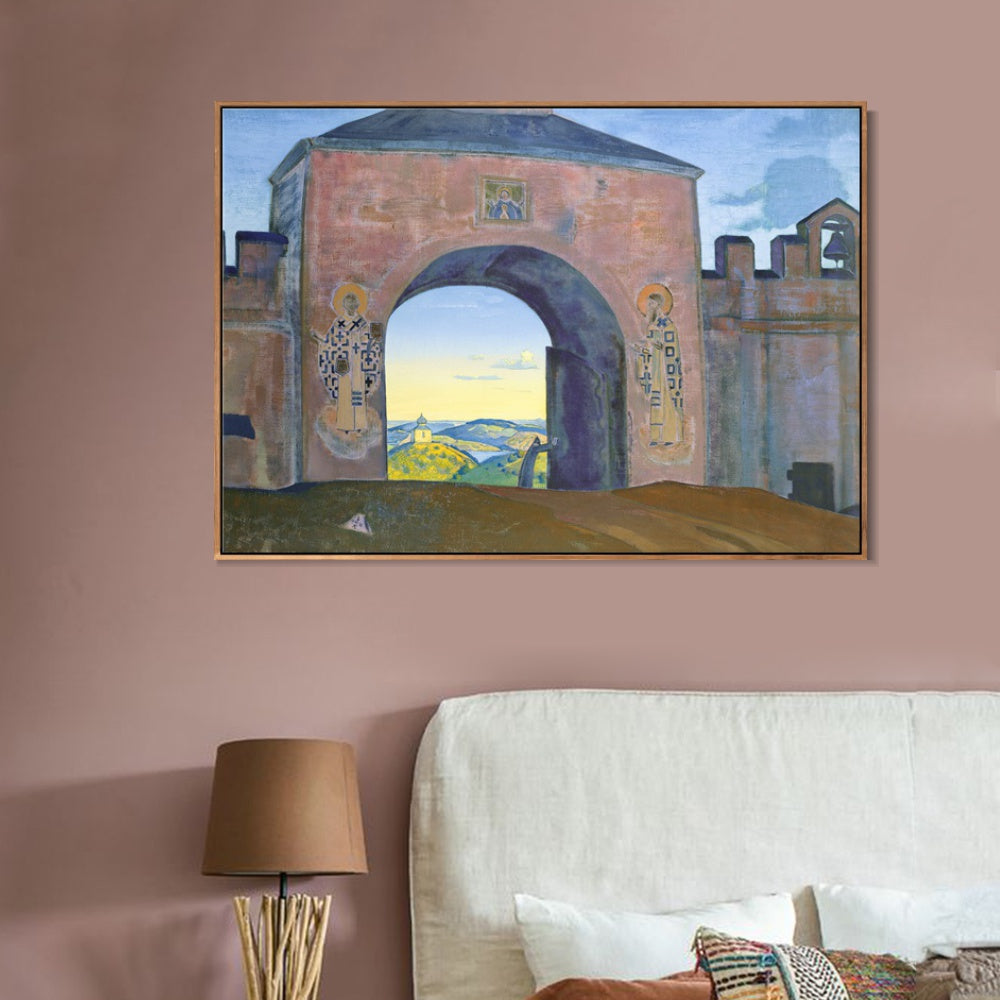 INVIN ART Framed Canvas Giclee Print We are Opening the Gates-1922 by Nicholas Roerich Wall Art Living Room Home Office Decorations
