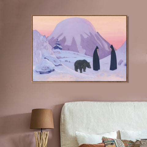 INVIN ART Framed Canvas Giclee Print We not Afraid-1922 by Nicholas Roerich Wall Art Living Room Home Office Decorations