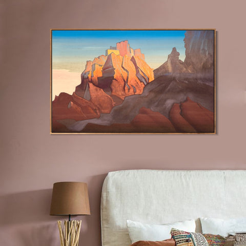 INVIN ART Framed Canvas Giclee Print Basgo-1932 by Nicholas Roerich Wall Art Living Room Home Office Decorations