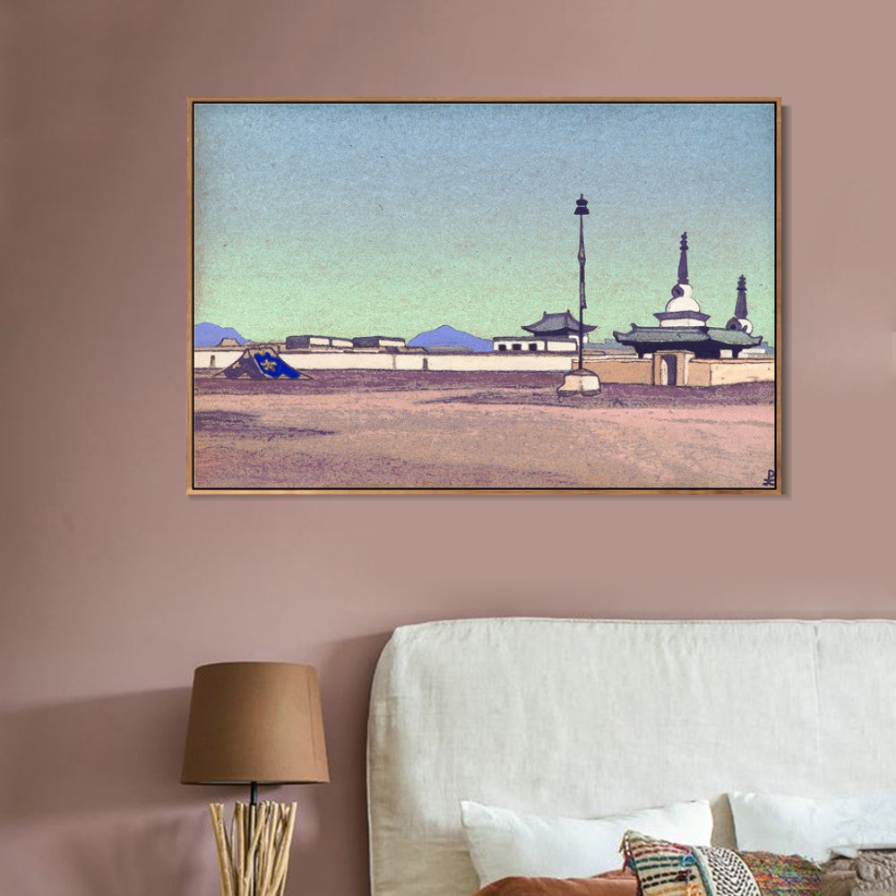 INVIN ART Framed Canvas Giclee Print Batuhalka the Capital of Inner Mongolia-1927 by Nicholas Roerich Wall Art Living Room Home Office Decorations