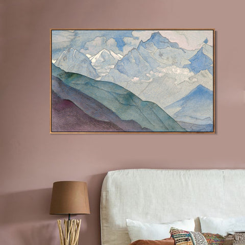 INVIN ART Framed Canvas Giclee Print Bell Mountain-1932 by Nicholas Roerich Wall Art Living Room Home Office Decorations
