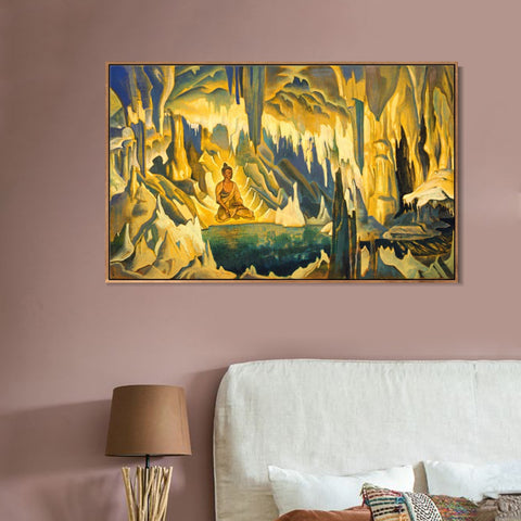 INVIN ART Framed Canvas Giclee Print Buddha the Winner-1925 by Nicholas Roerich Wall Art Living Room Home Office Decorations