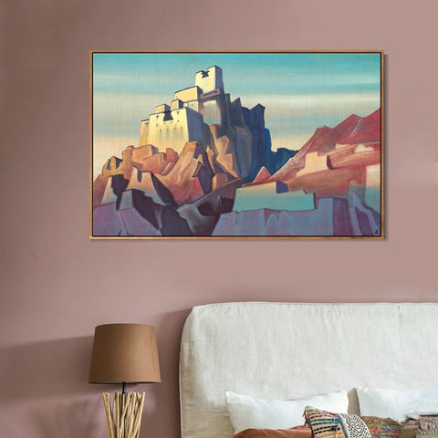 INVIN ART Framed Canvas Giclee Print Castle of Ladakh 1933 by Nicholas Roerich Wall Art Living Room Home Office Decorations