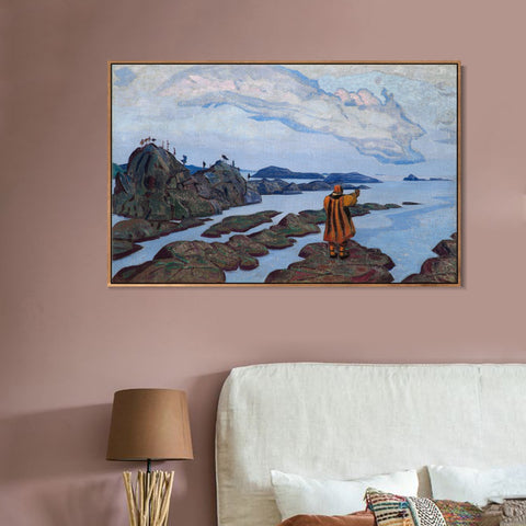 INVIN ART Framed Canvas Giclee Print Command 1917 by Nicholas Roerich Wall Art Living Room Home Office Decorations