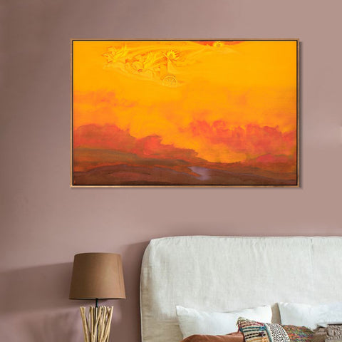 INVIN ART Framed Canvas Giclee Print Elijah the Prophet 1931 by Nicholas Roerich Wall Art Living Room Home Office Decorations