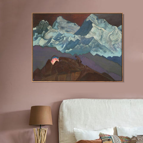 INVIN ART Framed Canvas Giclee Print Fire Blossom, 1924 by Nicholas Roerich Wall Art Living Room Home Office Decorations