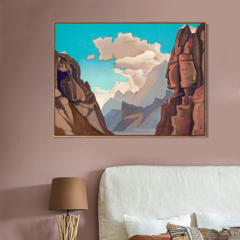 INVIN ART Framed Canvas Giclee Print Great Spirit of Himalayas, 1934 by Nicholas Roerich Wall Art Living Room Home Office Decorations