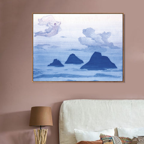 INVIN ART Framed Canvas Giclee Print Higher than Mountains, 1924-1 by Nicholas Roerich Wall Art Living Room Home Office Decorations