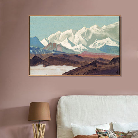 INVIN ART Framed Canvas Giclee Print Himalayas Chain of Kanchenjunga, 1936 by Nicholas Roerich Wall Art Living Room Home Office Decorations