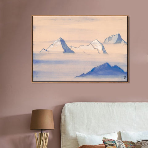 INVIN ART Framed Canvas Giclee Print Himalayas Study Holy Himalayas, 1933 by Nicholas Roerich Wall Art Living Room Home Office Decorations