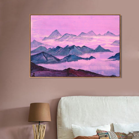 INVIN ART Framed Canvas Giclee Print Himalayas Study Holy Himalayas,1934 by Nicholas Roerich Wall Art Living Room Home Office Decorations