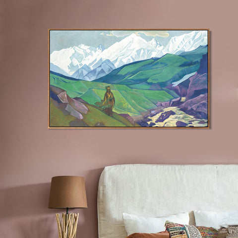 INVIN ART Framed Canvas Giclee Print Ienno Guio Dia Friend of Travelers, 1924 by Nicholas Roerich Wall Art Living Room Home Office Decorations