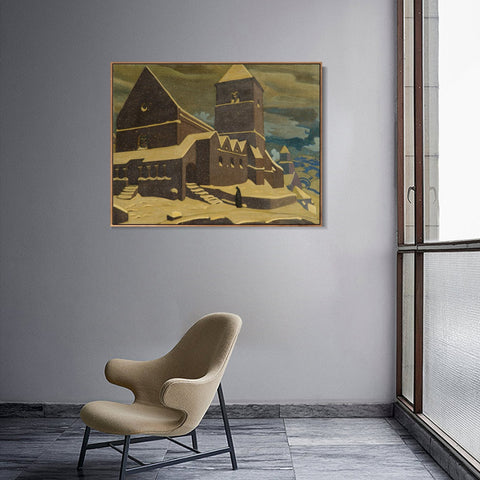 INVIN ART Framed Canvas Giclee Print Repentance, 1917 by Nicholas Roerich Wall Art Living Room Home Office Decorations