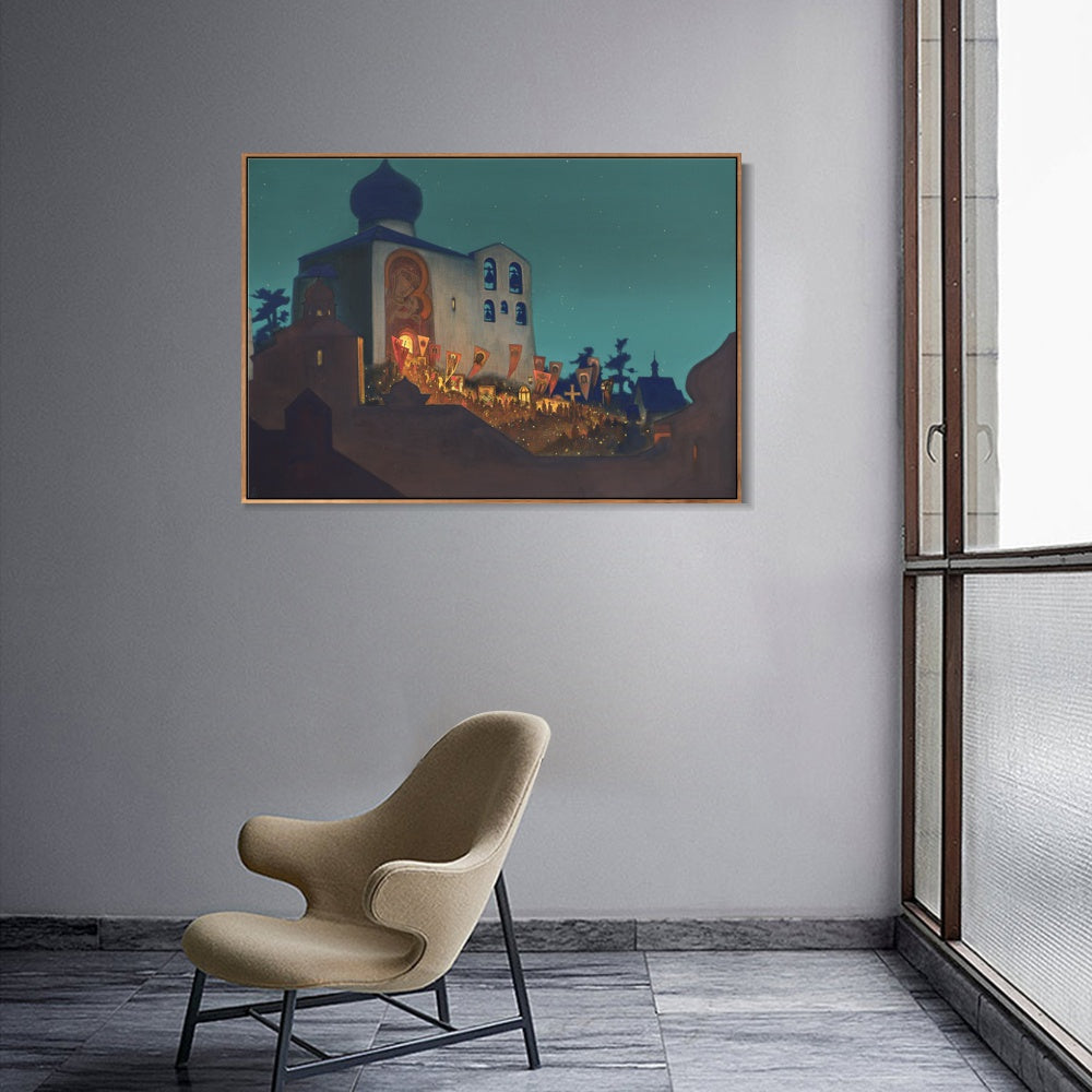 INVIN ART Framed Canvas Giclee Print Russian Easter, 1924 by Nicholas Roerich Wall Art Living Room Home Office Decorations