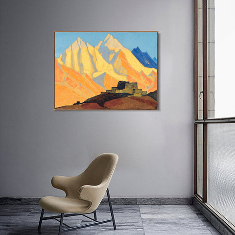 INVIN ART Framed Canvas Giclee Print Sared Himalayas, 1933-1 by Nicholas Roerich Wall Art Living Room Home Office Decorations