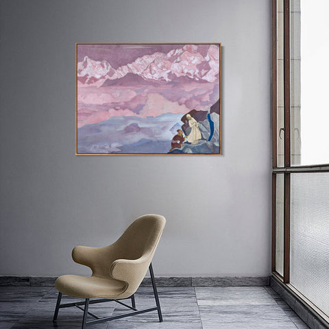 INVIN ART Framed Canvas Giclee Print She Who Leads, 1943 by Nicholas Roerich Wall Art Living Room Home Office Decorations