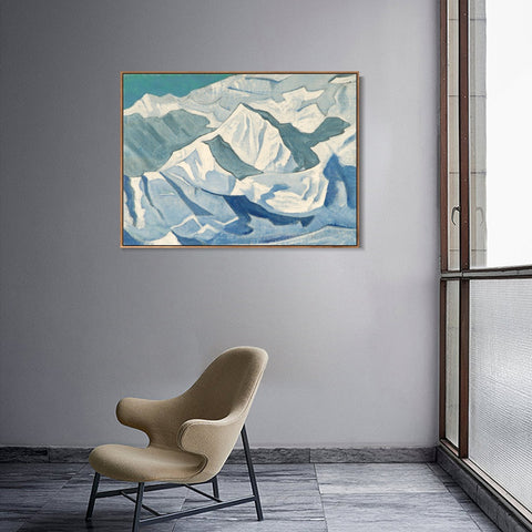 INVIN ART Framed Canvas Giclee Print Snowy Lift, 1924 by Nicholas Roerich Wall Art Living Room Home Office Decorations