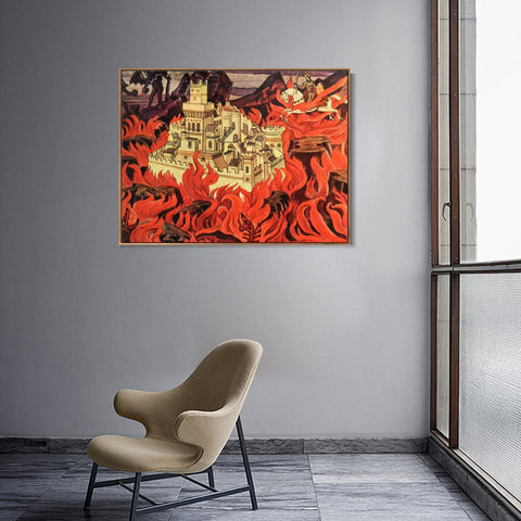 INVIN ART Framed Canvas Giclee Print The Enchanted City, 1920 by Nicholas Roerich Wall Art Living Room Home Office Decorations