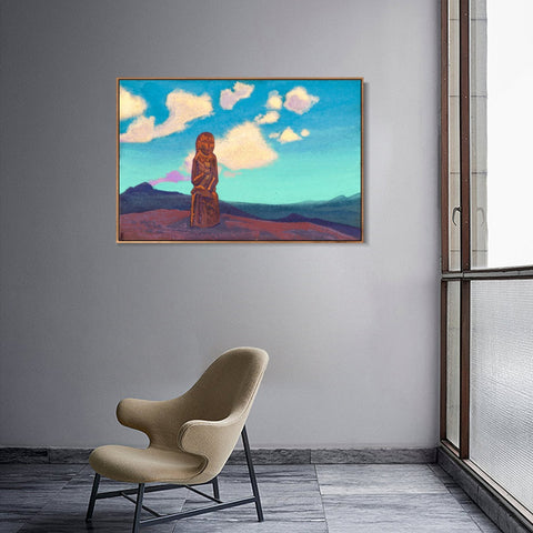 INVIN ART Framed Canvas Giclee Print the Holder of the Cup Mongolia, 1937 by Nicholas Roerich Wall Art Living Room Home Office Decorations