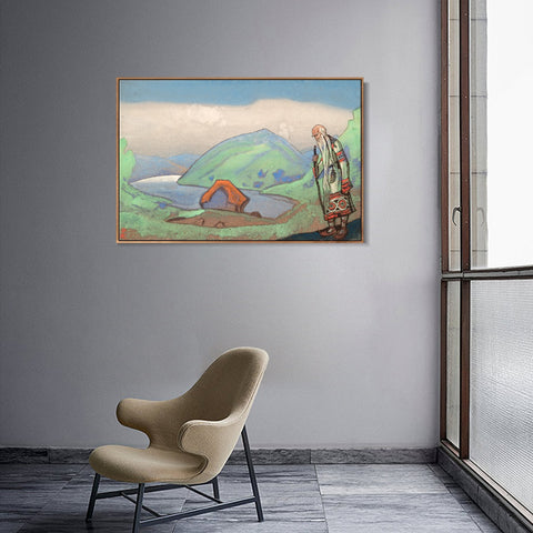 INVIN ART Framed Canvas Giclee Print the Oldest the Wisest, 1944 by Nicholas Roerich Wall Art Living Room Home Office Decorations