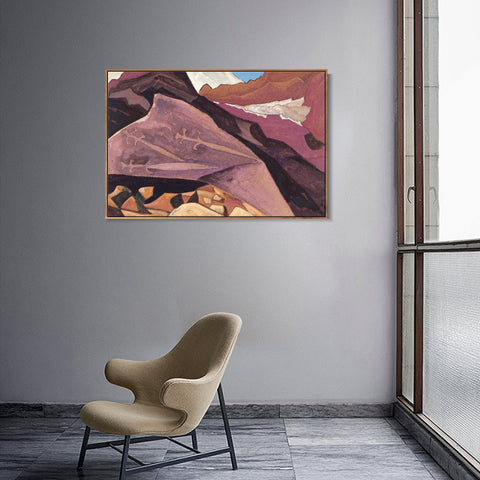 INVIN ART Framed Canvas Giclee Print three Swords Paintings on the Stone, 1932 by Nicholas Roerich Wall Art Living Room Home Office Decorations