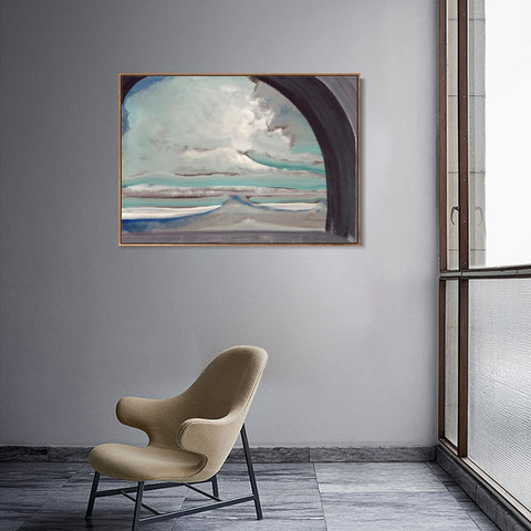 INVIN ART Framed Canvas Giclee Print White Cloud, 1922 by Nicholas Roerich Wall Art Living Room Home Office Decorations